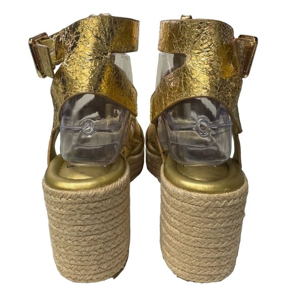 Franco Sarto Palms Espadrille Wedge Sandals Womens 8.5‎ M Gold Buckle Gladiator - Picture 4 of 16